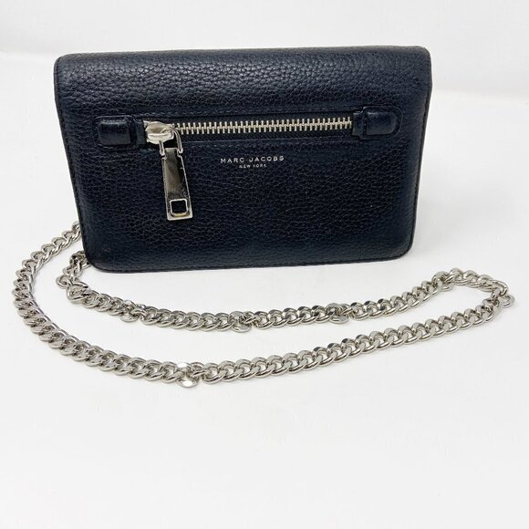 MARC JACOBS | Gotham Pebbled Leather Crossbody Wallet Clutch Black - Picture 1 of 11